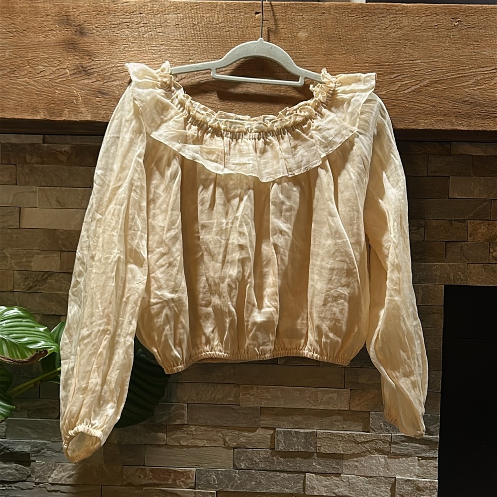 DISSH Iggy Butter Frill Long Sleeve Ramie Top Size 6 - Picture 2 of 9